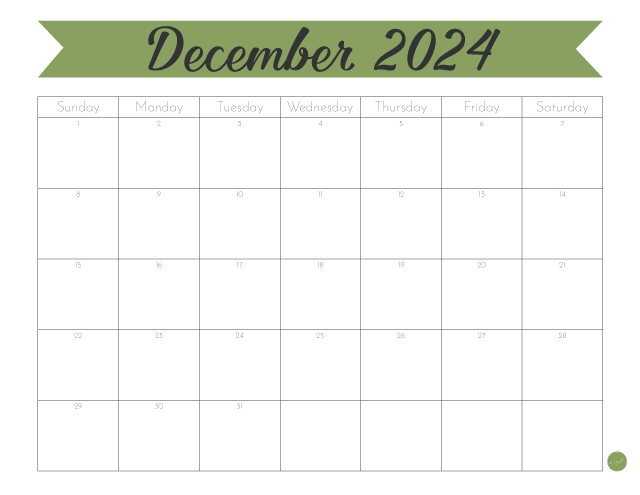 Free Printable December 2024 Calendar!