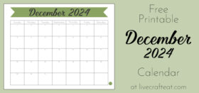 Free Printable Monthly Calendar :: December 2024