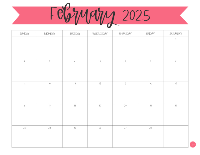 February 2025 Free Printable Monthly Calendar