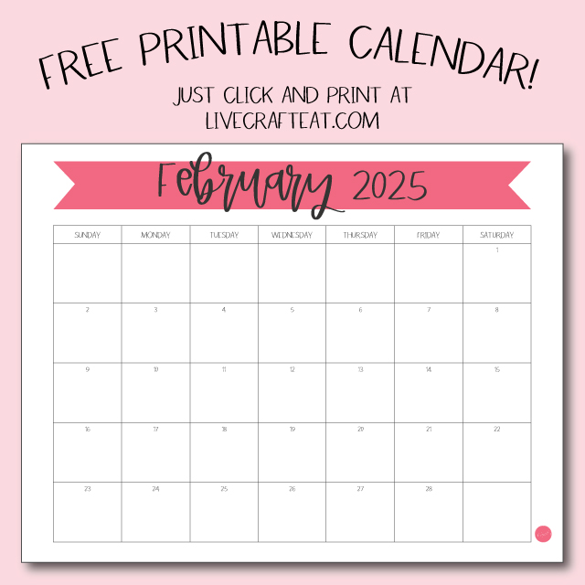 FREE PRINTABLE FEBRUARY 2025 CALENDAR!